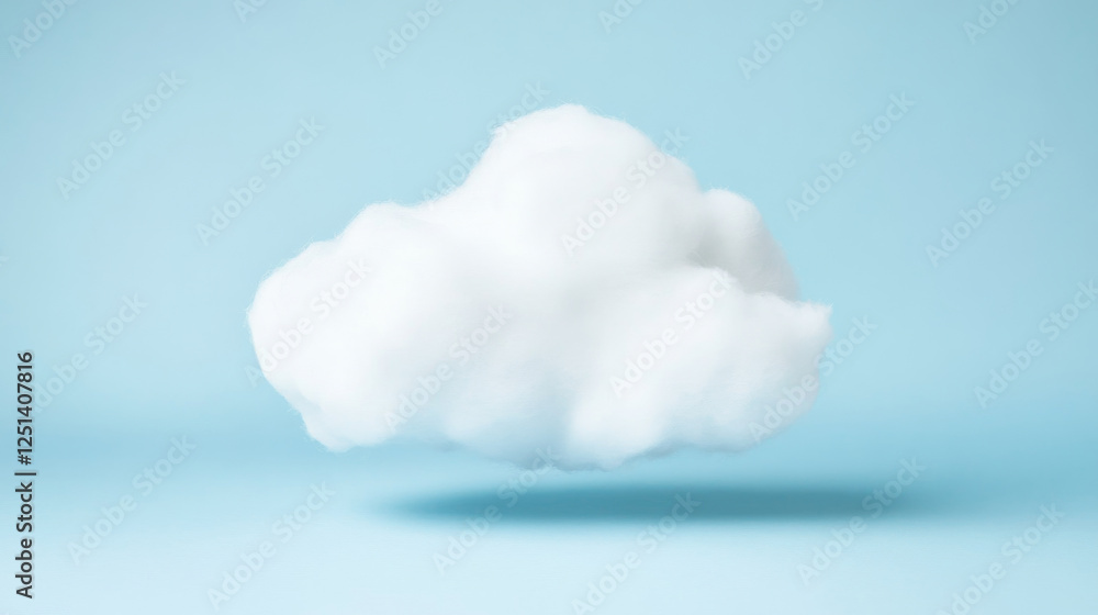 Aufkleber fluffy white cloud floating against soft blue background, creating serene and calming atmosphere. pe