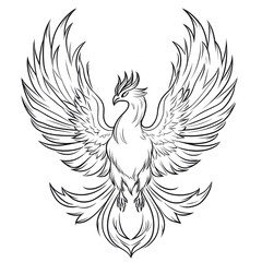 Obraz premium Vibrant Magical Phoenix Illustration for Kids' Coloring Book