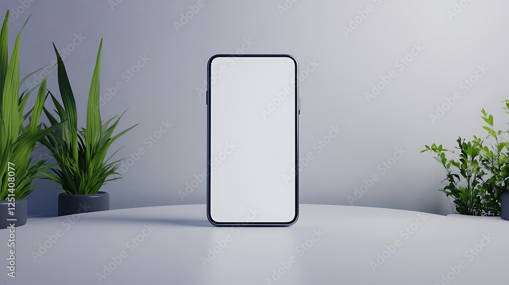 Aufkleber a modern smartphone with a white screen displayed, ideal for tech-related content and branding purpo