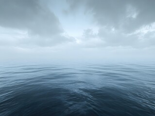 Obraz premium Serene ocean vista with calming waves and overcast sky creating a peaceful atmosphere