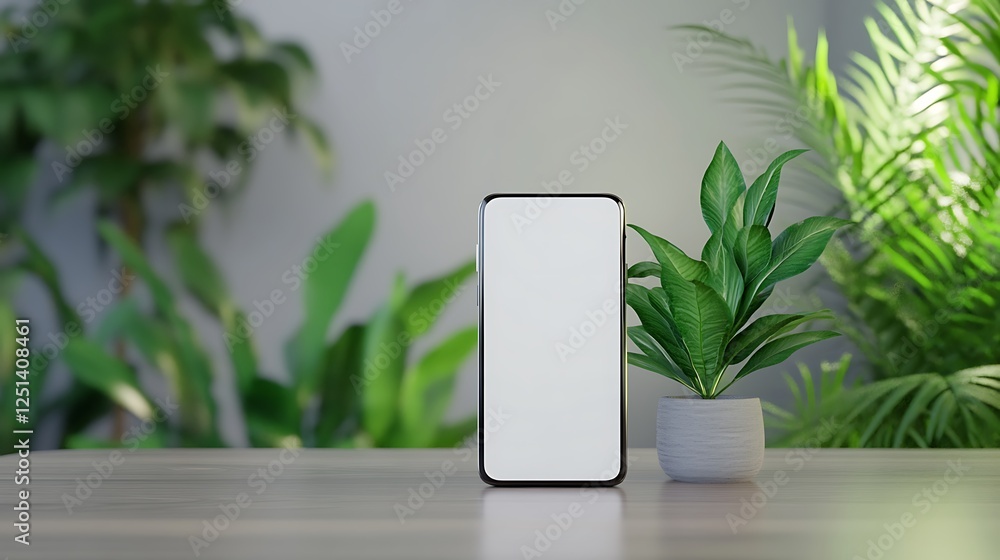Aufkleber a modern smartphone with a white screen displayed, ideal for showcasing technology and design aesthe