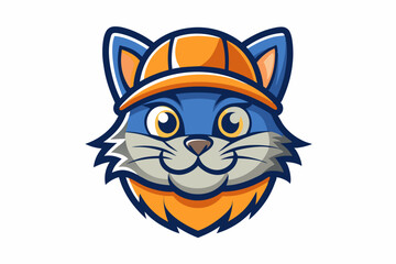 cat with cap logo vector white background