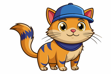 cat with cap logo vector white background