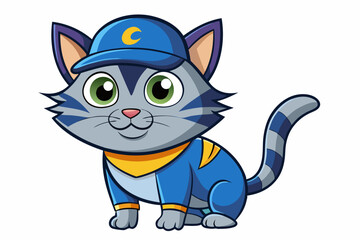 cat with cap logo vector white background