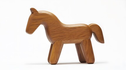 A wooden toy horse, isolated on a white background