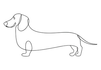 Continuous One Line Dachshund Dog | Minimalist Pet Vector Illustration