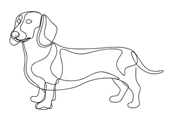 Continuous One Line Dachshund Dog | Minimalist Pet Vector Illustration