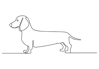 Continuous One Line Dachshund Dog | Minimalist Pet Vector Illustration