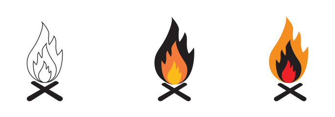 camp fire icon vector set use for web ui or app