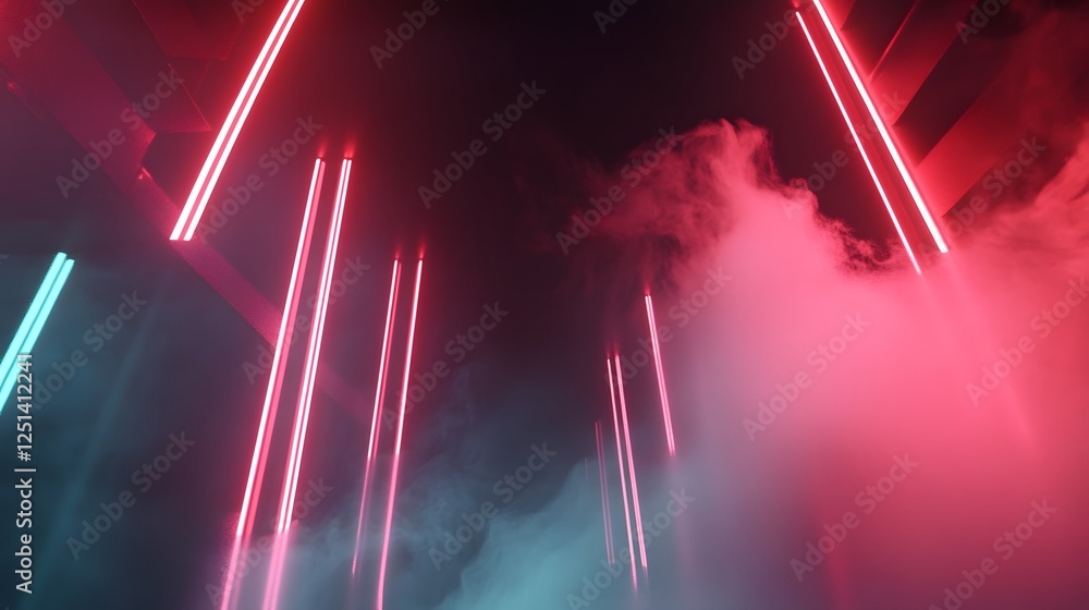 Poster Captivating Futuristic Neon Lights and Glowing Energy in Surreal Abstract Space  Vibrant digital artwork with dynamic laser beams luminescent patterns and a cosmic ethereal atmosphere