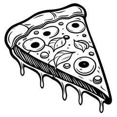 vector illustration of a black and white pizza