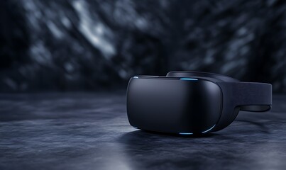 A next-generation VR headset showcased on a futuristic surface, highlighting innovation in virtual reality technology.