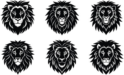 Fototapeta premium lion head logo silhouette vector, lion head icons illustration