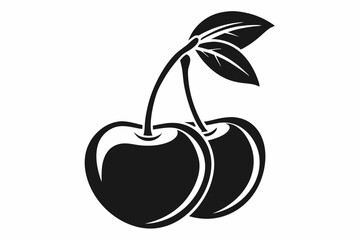 cherry fruit icon cherry silhouette vector