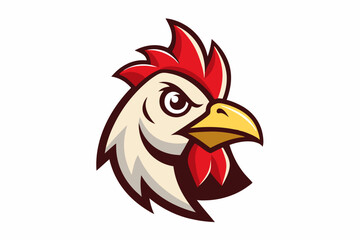 chicken head logo vector with white background