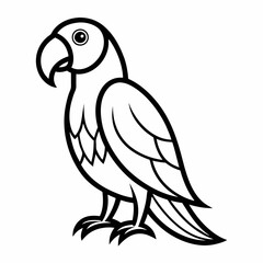 Simple a Parrot  line art vector white background