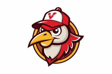 chicken head logo vector with white background