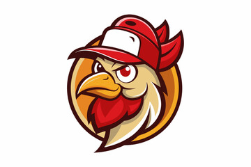 chicken head logo vector with white background