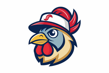 chicken head logo vector with white background