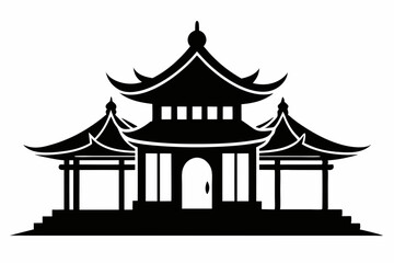 Fototapeta premium Chinese house silhouette vector illustration