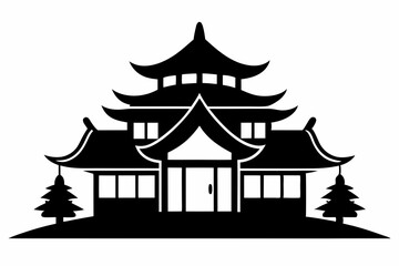 Fototapeta premium Chinese house silhouette vector illustration