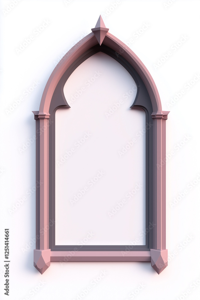 Poster Minimalistic low-poly 3D frame with geometric design and pastel colors on a clean background