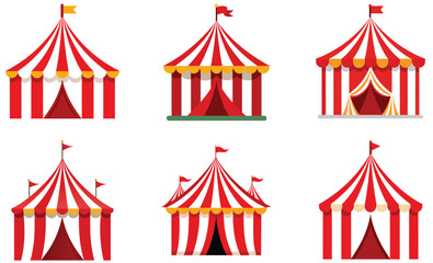 red circus tent carnival vector, festival flag illustration 