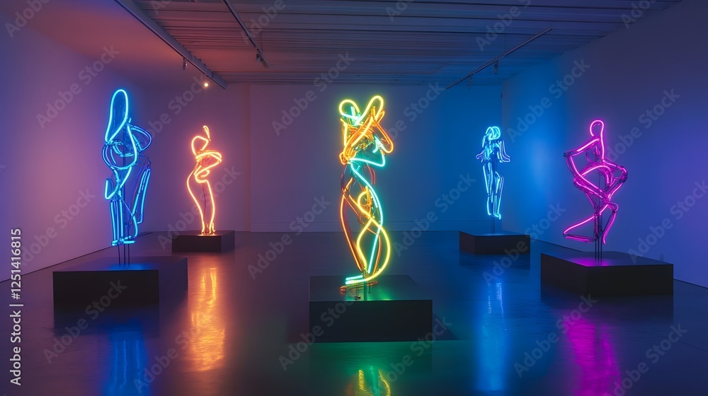 Poster captivating neon sculptures luminous geometric installations ignite the senses in avant garde exhibi