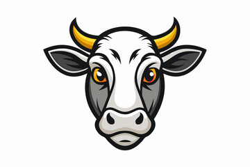 cow head logo vecto with white background