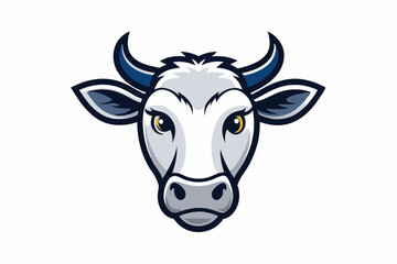 cow head logo vecto with white background