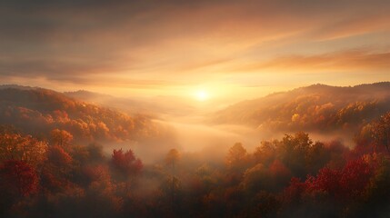 A stunning panoramic view of vibrant autumn forest trees in brilliant colors.
