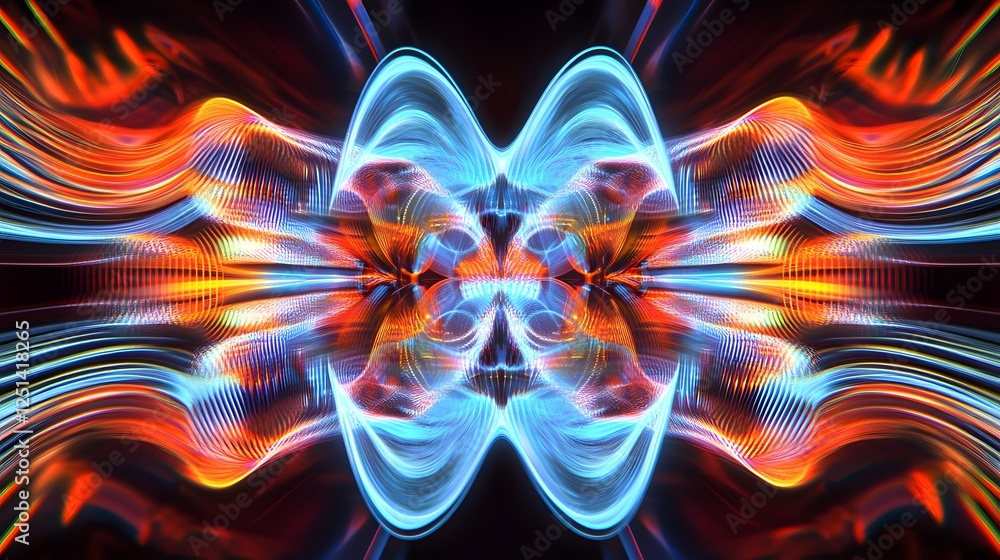Poster Captivating swirling luminous fractal lights and fluid motions in a vibrant digital abstract artwork creating a mesmerizing and visionary experience of imagination technology and transcendent energy
