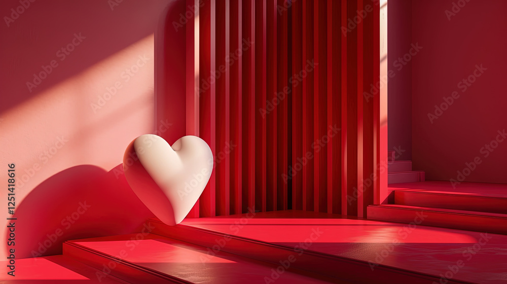 Poster valentine day abstract composition with heart in 3d style.
