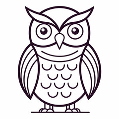 Simple a Owl line art vector white background