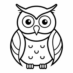 Simple a Owl line art vector white background