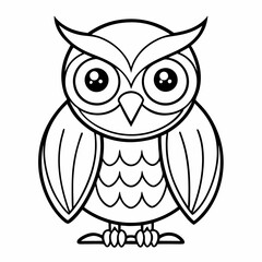 Simple a Owl line art vector white background