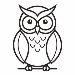 Simple a Owl line art vector white background