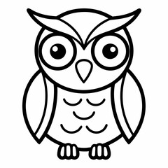 Simple a Owl line art vector white background