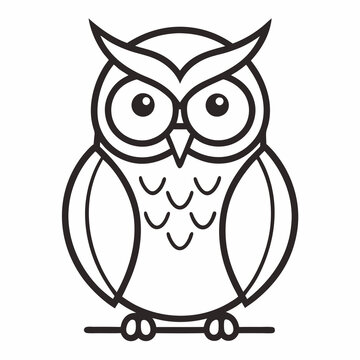 recommend clip art: Simple a Owl line art vector white background