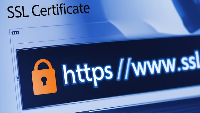 Close-Up of Browser Window with SSL Certificate &ndash; HTTPS Security Concept,  ssl lock, ssl padlock, website design, ssl badge, ssl shield,  SSL connection

