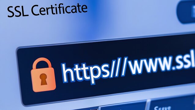 Close-Up of Browser Window with SSL Certificate &ndash; HTTPS Security Concept,  ssl lock, ssl padlock, website design, ssl badge, ssl shield,  SSL connection

