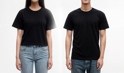 High-quality black and white unisex t-shirts perfect for casual wear, fashion styling, and custom printing. Ideal for men and women, made with soft, breathable cotton fabric.