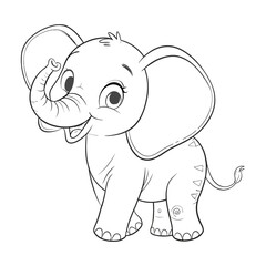 Obraz premium Happy Elephant line art