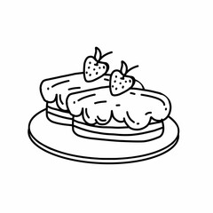 slice of cake with strawberry on plate cartoon