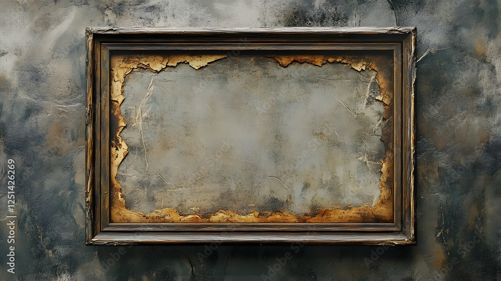Fototapete vintage grunge frame backdrop with distressed weathered cracked and peeling wall texture abstract pa