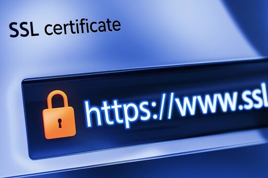 Close-Up of Browser Window with SSL Certificate &ndash; HTTPS Security Concept,  ssl lock, ssl padlock, website design, ssl badge, ssl shield,  SSL connection

