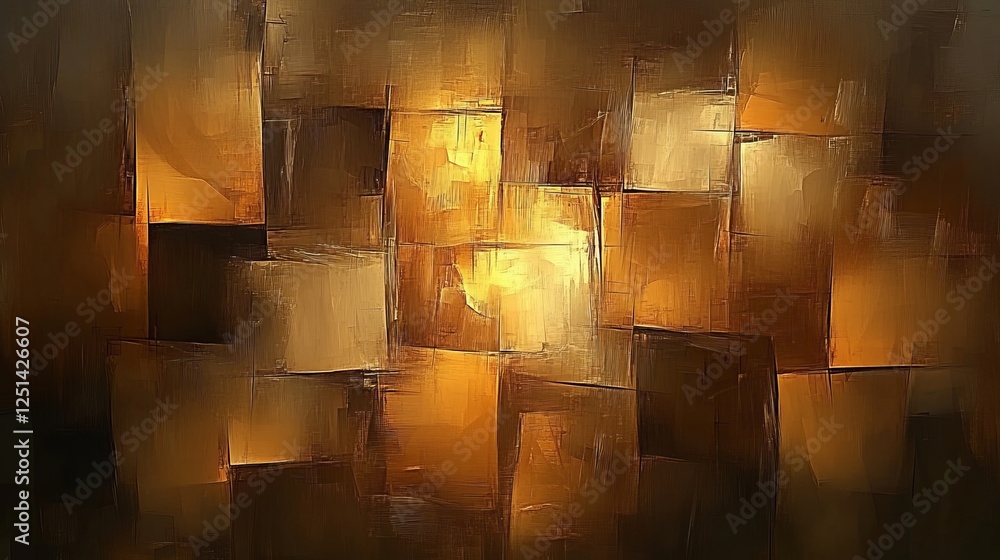 Poster abstract background with golden texture, luminous surface, and linear brushwork for design projects.