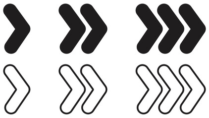 Bold and Outline Chevron Arrow Patterns. Isolated On Transparent Background.