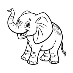 Happy Elephant line art