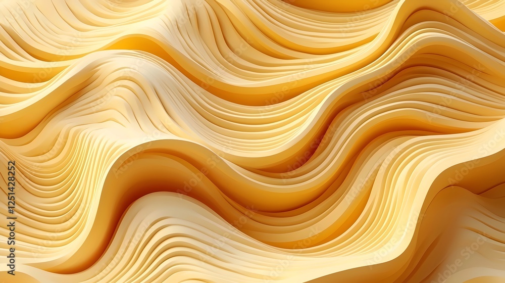 Poster abstract wavy texture in soft shades of yellow creates a warm, inviting atmosphere. the flowing line